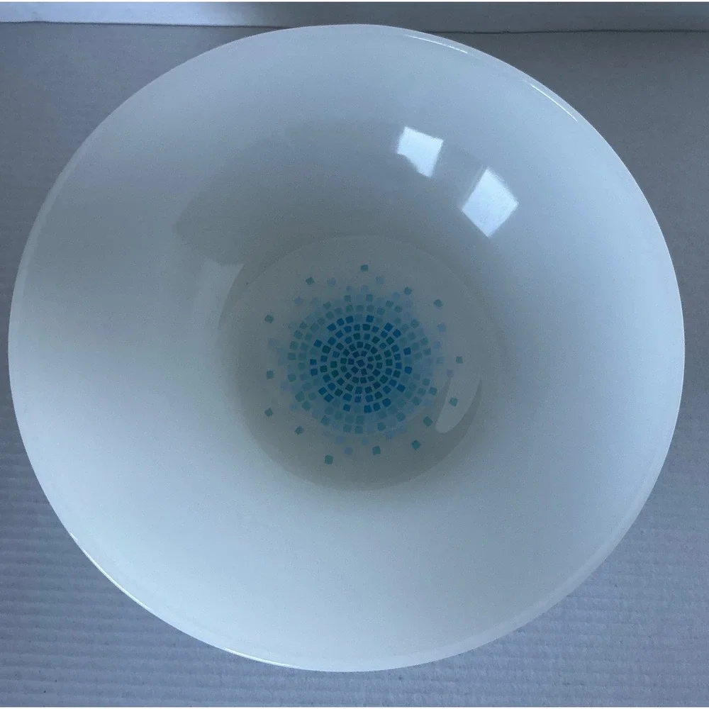 Fire-King Vintage Blue Mosaic Milk Glass Mixing Bowl 6.5 Inch Mid Century Modern